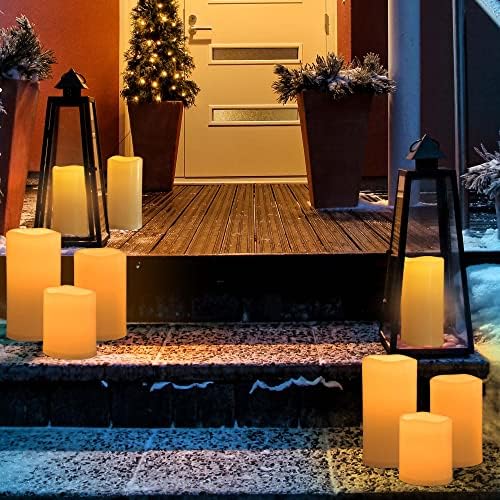 8" x 5" Waterproof Outdoor Flameless Candles Battery Operated LED Flickering Pillar Candles with Remote and Timer for Indoor Outdoor Lanterns, Long Lasting, Ivory White Large, Set of 2 - Image 2
