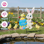 Yard Sign Stakes Made of Metal, Easter Yard Stakes with Bunny Egg for Easter Decorations Outdoor Garden Lawn Porch - Image 2