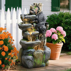 39" Outdoor Garden Water Fountain with Lights, 5 Tiers Water Feature - Image 6