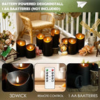 kakoya Flameless LED Candles Battery Operated with Remote and Timer,Flickering Electric Fake Plastic Pillar Candles Set of 24(D3 x H 3" 4" 5") Black - Image 4