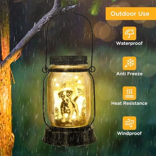 kyoryuger Jack Russell Terrier Gifts for Women/Men Jack Russell Terrier Solar Lanterns Mom Birthday Dog Lovers Lantern Pet Loss Pet Memorial Lights Solar Garden Decor Yard, Patio,Backyard,Porch Torch - Image 6