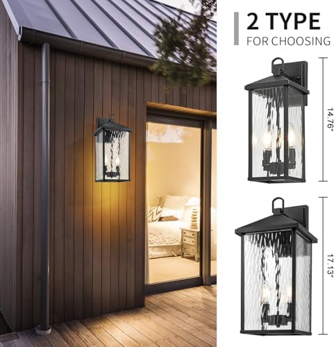 Darkaway Outdoor Wall Lights,17 Inch Tall Exterior Lighting Fixtures Wall Mount Outdoor Porch Lights Outside Sconce with Glass E12 Socket for House Patio Hallway Garage - Image 5