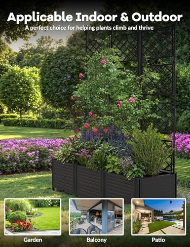 Patikuin 3-Section Sturdy Weather-Resistant Raised Garden Bed with Metal Trellis, Vertical Modular Planter Box & Privacy Screen for Climbing Plants, Vegetables, Flowers - Image 7