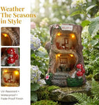 Solar Light Gnome Fairy Garden House for Outside, Big Size Fairy Miniature Buildings Accessories House Sculptures for Outdoor Garden Patio Lawn Path Decorations, 8" Tall - Image 4
