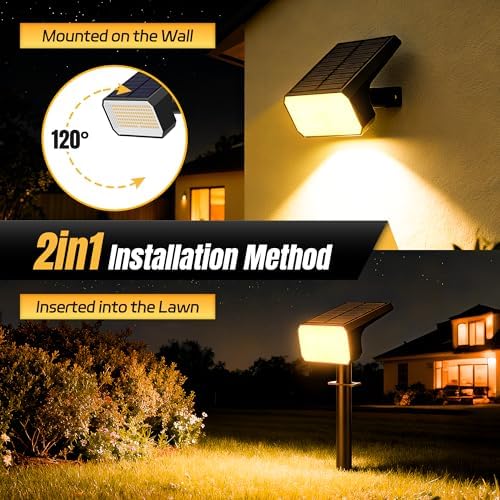 Solar Spot Lights Outdoor Waterproof, 6 Pack, 118 LED Warm White - Image 6