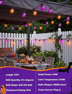 25FT G40 LED Outdoor Halloween String Lights, Orange and Purple Halloween Decorations Lights with 27 Shatterproof Globe Bulbs(2 Spare), Hanging Patio Lights for Holiday Balcony Backyard Party Garden - Image 4