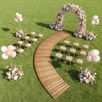 6FT Curved Wooden Garden Pathway Walkway Outdoor Roll Out Decorative Garden Non-Slip Patio Path Decorative Boardwalk Outdoor Road Floor for Backyard Beach Wedding Party - Image 5
