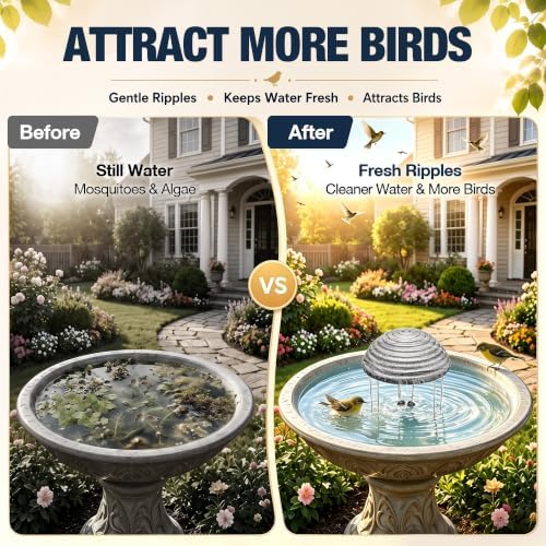 1 Pack Bird Bath Water Circulator, Battery Powered Water Agitator for Birdbath, Quiet Waterproof Bird Bath Bubbler Creates Ripples & Attracts Birds for Outdoor Patio Garden (Gray Rock) - Image 2