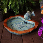 Sunnydaze 7" Fish Spout Tabletop Water Fountain, Ceramic, Aqua & Brown - Image 6
