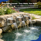 316 Stainless Steel 1.2" Wall Mount Water Spout – Outdoor Square Waterfall Fountain with Built-in Splash Diffuser, Garden Pond Pool Waterfall Spillway for Patio and Landscape (Silver) - Image 3