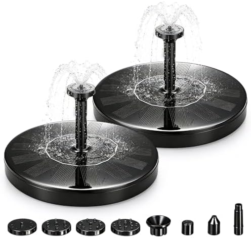 Solar Bird Bath Fountains, 2026 Upgrade 1.4W Solar Fountain Pump with 6 Nozzles, Free Standing Floating Solar Powered Water Fountain Pump for Bird Bath, Garden, Pond, Water Feature Outdoor (2, 6.3in) by BNGXR