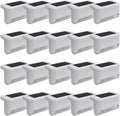 Solar Outdoor Fence Step Lights, 20pcs White IP44 LED Outdoor Stair Lights, 1000mAh, Suitable for Courtyards, Decks, Steps, Walkways, and Lawn Paths by GTQPS