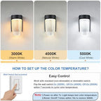 LIT-PaTH Outdoor Wall Light Fixture, Aluminum, LED 3CCT, Black, 2 Pack - Image 2
