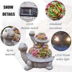 Large Turtle Solar Garden Outdoor Statues with Succulent and 6 LED Lights,Outside Solar Turtle Decor Art for Garden,Home,Lawn,Yard, Balcony Ornament - Image 6