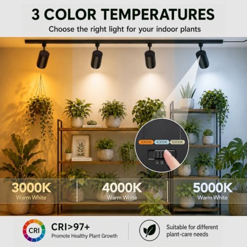 3 CCT LED Track Grow Lights for Indoor Plants, 4x35W, 2 Rails, Black - Image 2