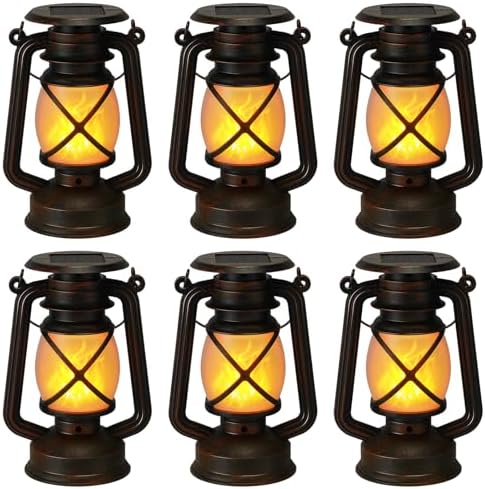 VIHOSE 6 Pcs Solar Lantern Outdoor Waterproof Flickering Fire Light, Retro by VIHOSE