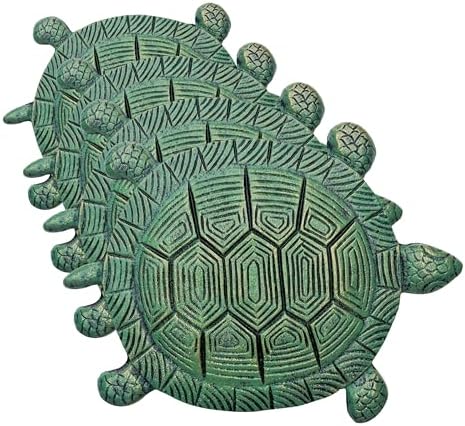 Sunset Vista Designs Garden Path Cast Iron Stepping Stone, 10" x 13", Turtle - Verdigris (Pack of 4) by Unknown