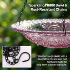 Hanging Solar Bird Bath Fountain Solar Powered Bird Bath Fountains Water Pump with 8 Spray Heads Water Feature for Hummingbirds in Garden Yard Patio, Purple - Image 4