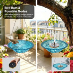 Hanging Solar Bird Bath Fountain Solar Powered Bird Bath Fountains Water Pump with 8 Spray Heads Water Feature for Hummingbirds in Garden Yard Patio, Blue - Image 2