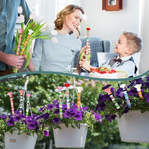 Tigeen 236 Pcs Garden Stake DIY Fairy Wand Plant Stake, Ceramic Rose Heart - Image 6