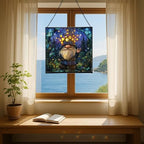 Firefly Crown Gnome Stained Glass Suncatcher – Square Hanging Window Panel for Home or Greenhouse – Whimsical Glass Art Gift for Garden Lovers, Christmas, Halloween, Father Days 8nQygN - Image 6