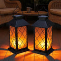 Solar Lanterns Outdoor Waterproof, 2 Pack 13" Metal & Glass Hanging Solar Lantern Lights, Cross Pattern IP46 Decorative Outdoor Solar Lanterns for Patio Table Yard Porch Garden Decor by anyperfect