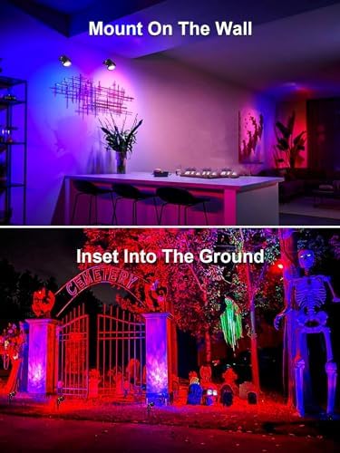 ZUCKEO 10W Christmas Spotlights Outdoor Spot Lights for Yard, LED RGB Color Changing Landscape Lighting Plug in, 120V Waterproof Remote Control Spotlight for House Garden Halloween Decoration(4Pack) - Image 5