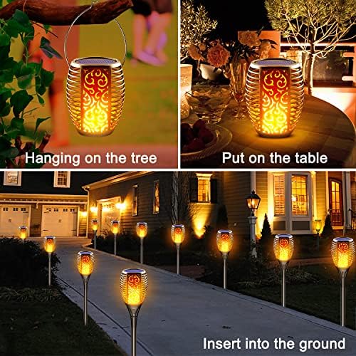 Large Solar Torch Lights Outdoor, Hanging Lanterns, 6 Pack - Image 3