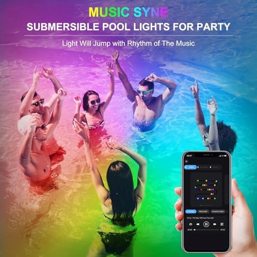RGB Underwater Pond Lights, Super Bright LED Submersible Fountain Lights Colored Landscape Spotlights, Bluetooth APP Control IP68 Waterproof for Fish Aquarium Tank Garden Yard Pool (Set of 6) - Image 4