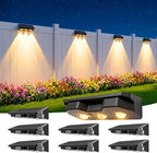 Solar Fence Lights Outdoor 8 Pack, Warm White & RGB Color Changing Fence Lights Solar Powered with Brighter LED Focus Lens, IP65 Waterproof Fence Lights Solar for Wall Deck Patio Porch Step Pool by Unknown