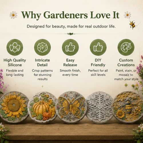 Reusable Sunflower Stepping Stone Mold, Large 15.7inch Cement Mould - Image 6