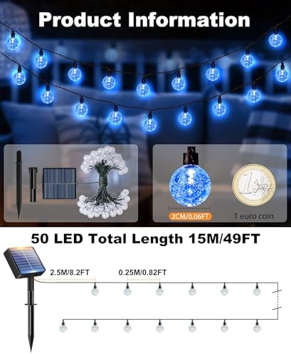 btfarm 2 Pack Solar String Lights Outdoor, Total 98FT 100 LED Crystal Globe - Image 2