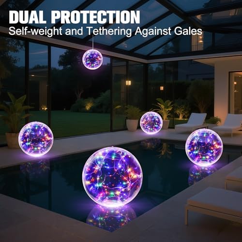 14 Inch Solar Floating Pool Lights, 2PK Colorful Solar Light Up Pool Balls - Image 5