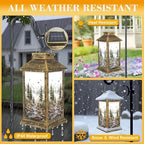 Solar Lantern Outdoor Waterproof Green Forest Woodland Nursery Room Pine Trees Mountains Fog Birds Garden Decor LED Solar Lights Hanging/Tabletop Lamp Gifts for Women Mom for Outside Yard Patio - Image 3