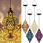 Aurelema 4 Pcs Hanging Solar Lights Moroccan Outdoor Decor Solar Lantern Waterproof Metal Moroccan Decorations for New Year Thanksgiving Patio Pathway Yard Porch Backyard Garden by Aurelema