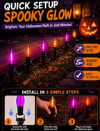 Halloween Pathway Lights, 10-Pack Purple and Orange C9 LED Stakes - Image 4