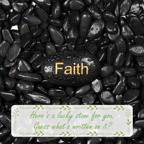 11lbs Polished Black River Rocks,Natural Decorative Stones for Indoor Plants,Vases & Fish Tank,Includes 1 Engraved Inspirational Rock,1-2 Inch Decorative Pebbles for Garden Landscaping - Image 2