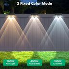 Solar Fence Lights Outdoor, IP55 Waterproof Solar Lights 3 Color Modes(3000K/4000K/6000K) Fence Light Solar Powered for Outside, Backyard, Railing, Steps, Patio and Wall Lighting（12 Pack） - Image 2