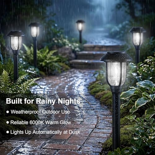 Solar Lights Outdoor 8 Pack, Cool White Solar Pathway Lights, Auto On/Off,Waterproof Solar Powered LED Landscape Lighting for Path Walkway Driveway Yard Garden Patio - Image 3