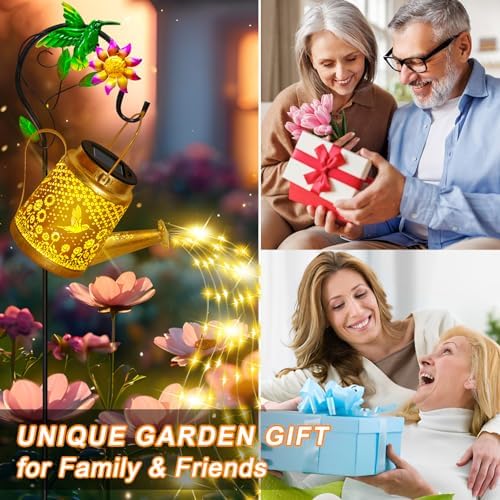 Solar Garden Lights Outdoor Decor, Hummingbird Watering Can Solar Lantern - Image 5
