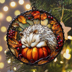Hedgehog Pumpkin Maple Leaf Acrylic Suncatcher - Image 6