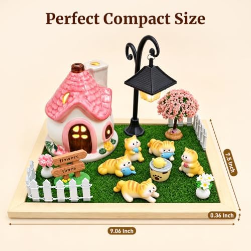 FmilyKit Fairy House Garden Kit, Mini Cat Garden Figurines Desk Decor - Image 3