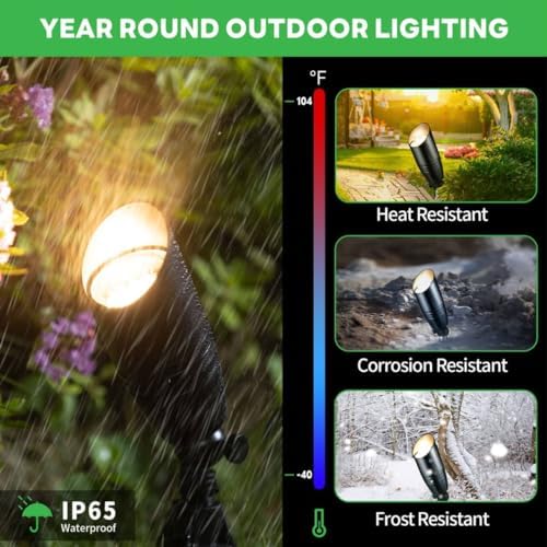 Low Voltage Spotlight, Black LED Landscape Lighting Tree Light, Outdoor 12V Waterproof Aluminum Uplight for Tree Yard Garden with 5W MR16 Bulb 2700K 6 Pack - Image 4