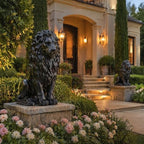 20.7" Black Lion Statue Outdoor Decor, Resin Sitting Lion Sculpture, Majestic Guardian Animal Figurine for Garden, Patio, Porch, Entryway, Courtyard, Lawn & Indoor Home Decoration - Image 2