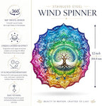 Shwing 12 Inch Wind Spinner Rainbow Tree of Life Hanging Decor Colorful Spiritual Metal Ornament Outdoor Kinetic Garden Art 3D Wind Spinner for Patio Porch Balcony Backyard Meditation Decoration - Image 2
