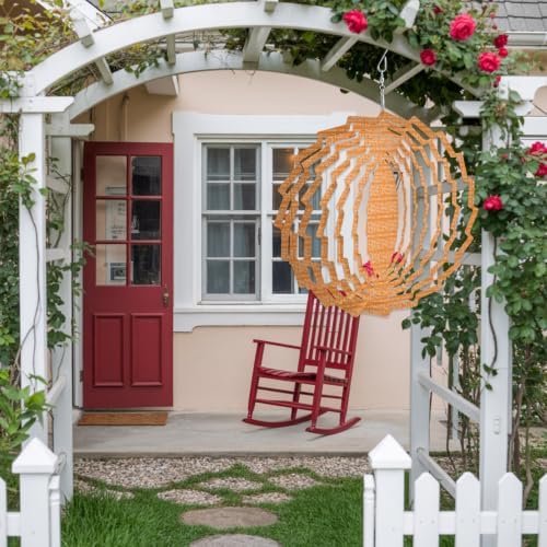 10 Inch Orange Wind Spinner for Yard and Garden, Modern Geometric Abstract Art Aesthetics Hanging Ornaments Outdoor 3D Kinetic Wind Sculpture Spinners Indoor Outdoor Patio Décor Ornaments Gift - Image 4