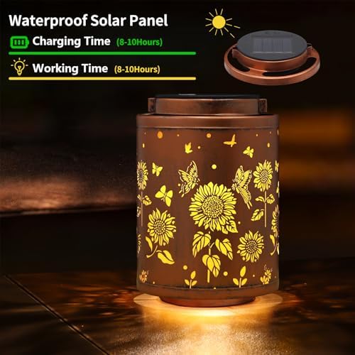2 Pack Solar Outdoor Lanterns Butterflies Garden Decor LED Light Hanging - Image 2
