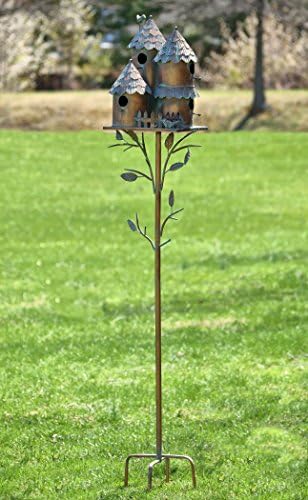 Large Copper Colored Multi-Birdhouse Stakes, Room for 4 Bird Families in Each ASIN: B09QHC67VL (Cylinders with Fence) - Image 3