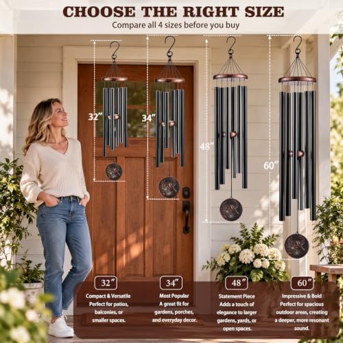32”Hummingbird Wind Chimes for Outside, Gifts for Women Mom Grandma - Image 5