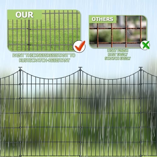 10 Panel No Dig Metal Garden Fence 40"H x 23.6'L Dog Fence Outdoor for Yard - Image 4